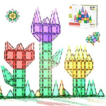 Everplay 30 pc Magnetic Building Block Tiles, Kids Toy, STEM Learning Toy Set for Toddlers Ages 3+