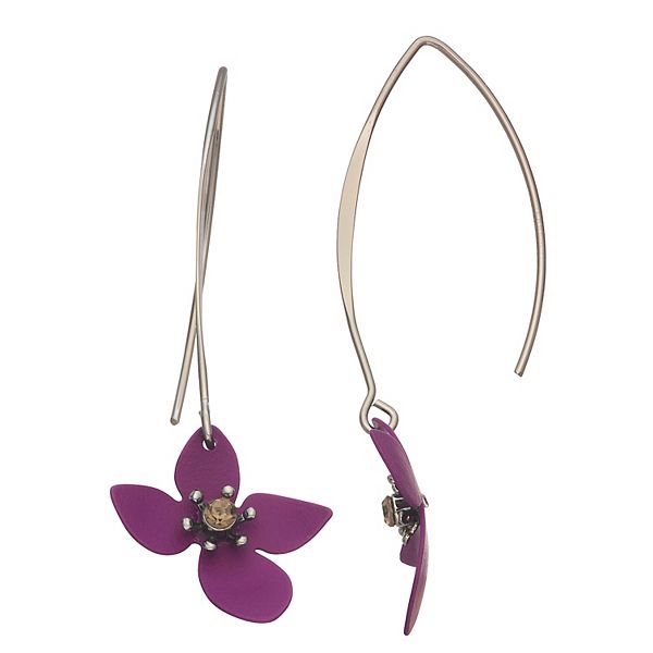 Simply Vera Vera Wang Purple Flower Threader Earrings