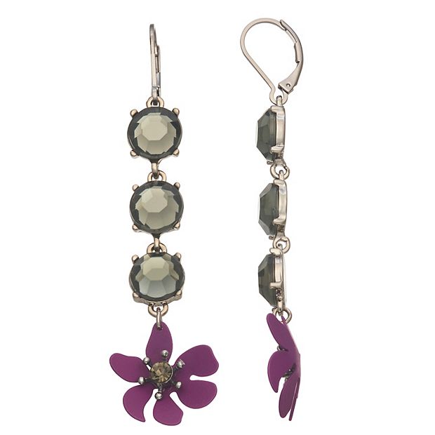 Simply Vera Vera Wang Purple Flower Linear Drop Earrings