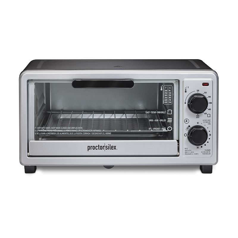 Proctor Silex - 4 Slice Toaster Oven with Broiler - BLACK