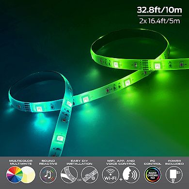 Monster 32.8-ft. Mobile App Controlled Smart Sound Reactive LED Light Strip