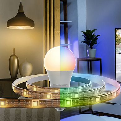 Monster 32.8-ft. Mobile App Controlled Smart Outdoor LED Light Strip & Light Bulb 2-pc. Set