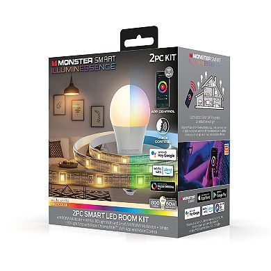 Monster 32.8-ft. Mobile App Controlled Smart Outdoor LED Light Strip & Light Bulb 2-pc. Set