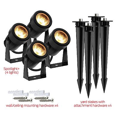 Monster 4-Piece Smart Water Resistant Outdoor Yard Spotlight Set