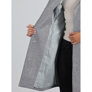 Winter Coat for Women's Peter Pan Collar Double Breasted Slant Pocket Button Down Belted Pea Coats