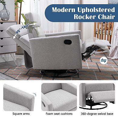 Merax Modern Upholstered Glider Swivel Recliner Chair