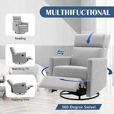 Merax Modern Upholstered Glider Swivel Recliner Chair
