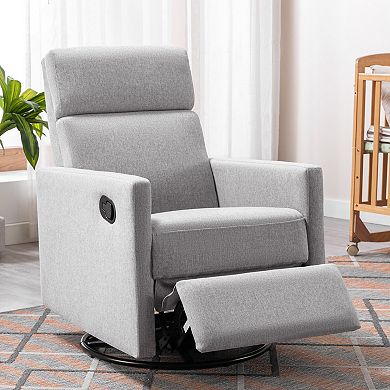 Merax Modern Upholstered Glider Swivel Recliner Chair