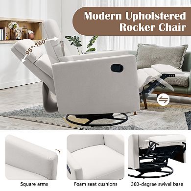Merax Modern Upholstered Glider Swivel Recliner Chair