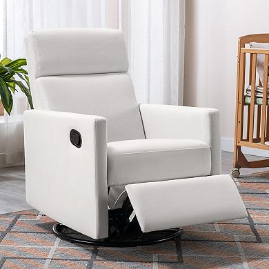 Merax Modern Upholstered Glider Swivel Recliner Chair