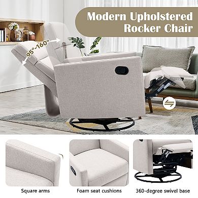 Merax Modern Upholstered Glider Swivel Recliner Chair
