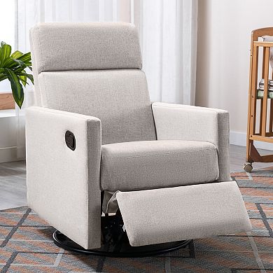 Merax Modern Upholstered Glider Swivel Recliner Chair