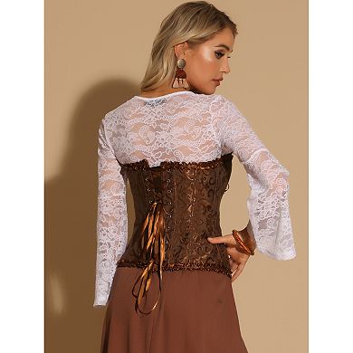 Women's Lace Up Corset Strapless Victorian Boned Bustier Corset Top