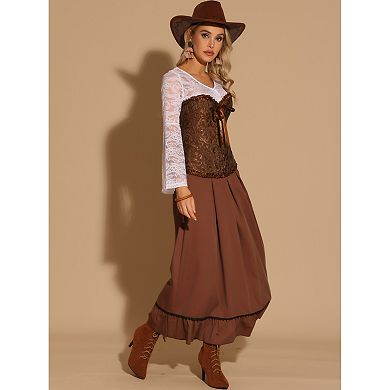 Women's Lace Up Corset Strapless Victorian Boned Bustier Corset Top