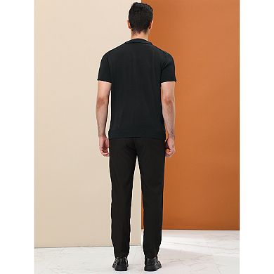 Men's Polo Shirt Short Sleeve Casual Slim Fit Zipper Knit Golf Polo