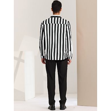 Men's Casual Striped Shirts Long Sleeves Button Down Classic Fit Dress Shirts