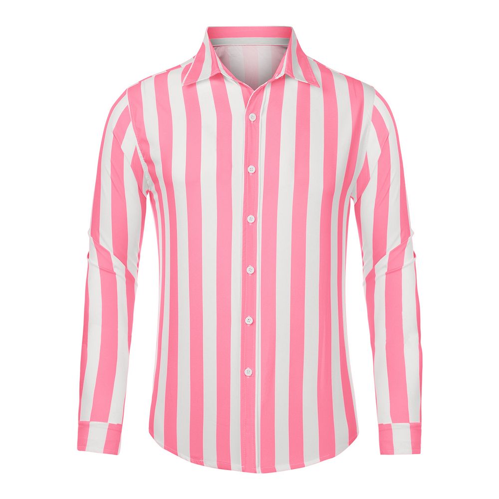 Men's Long Sleeve Casual Vertical Striped Pocket Less Cotton Dress Shirt main image 0