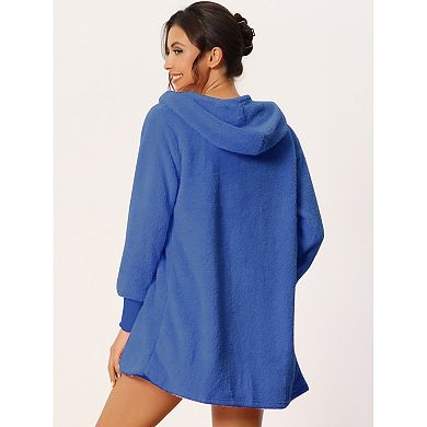 Womens Fuzzy Fleece 3 Piece Outfits Coat Jacket and Crop Top with Shorts Lounge Set