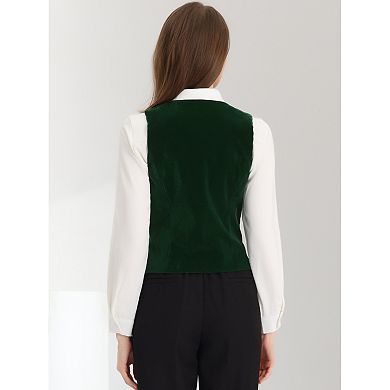 Retro Velvet Waistcoat for Women's V Neck Sleeveless Racerback Steampunk Vest