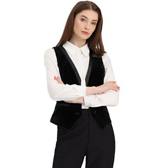 Retro Velvet Waistcoat For Women's V Neck Sleeveless Racerback Steampunk Vest