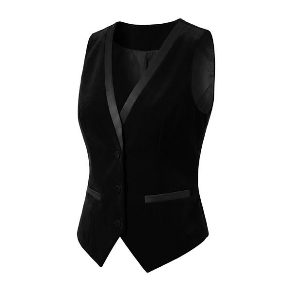 Retro Velvet Waistcoat for Women's V Neck Sleeveless Racerback