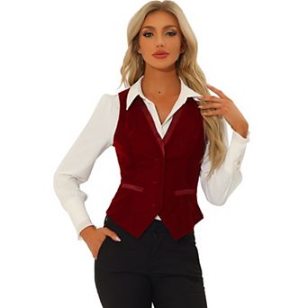 Retro Velvet Waistcoat For Women's V Neck Sleeveless Racerback Steampunk Vest