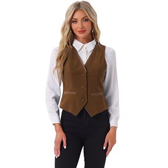 Retro Velvet Waistcoat For Women's V Neck Sleeveless Racerback Steampunk Vest
