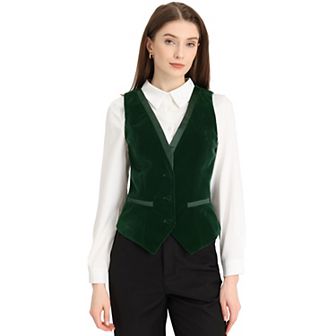 Retro Velvet Waistcoat For Women's V Neck Sleeveless Racerback Steampunk Vest
