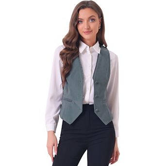 Retro Velvet Waistcoat For Women's V Neck Sleeveless Racerback Steampunk Vest
