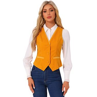 Retro Velvet Waistcoat For Women's V Neck Sleeveless Racerback Steampunk Vest