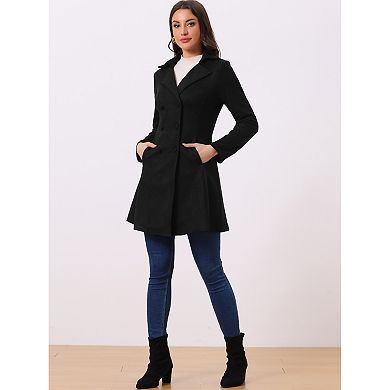 Women's Notched Lapel Double Breasted Elegant Winter Long Coat