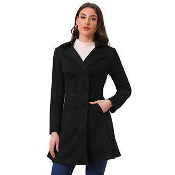 Women's Notched Lapel Double Breasted Elegant Winter Long Coat