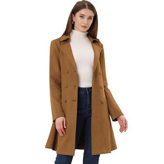 Women's Notched Lapel Double Breasted Elegant Winter Long Coat