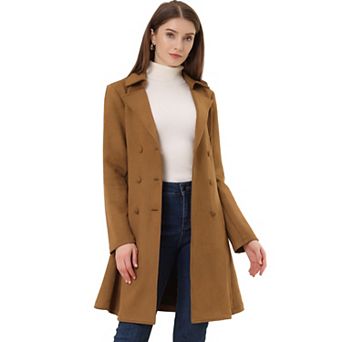 Women's Notched Lapel Double Breasted Elegant Winter Long Coat