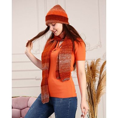 Knitted Beanie and Scarf Set Women's Cozy Hat & Scarf Combination in Vivid Colors