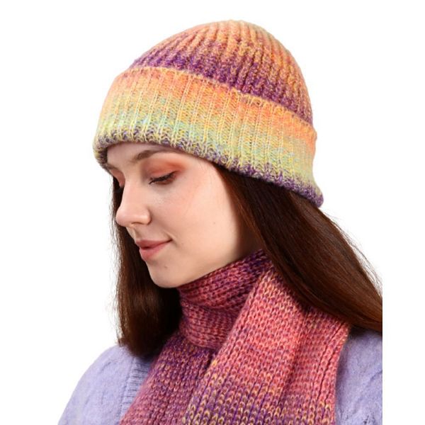 Knitted Beanie and Scarf Set Women's Cozy Hat & Scarf Combination in Vivid Colors