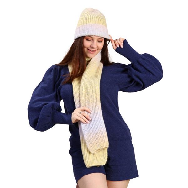 Knitted Beanie and Scarf Set Women's Cozy Hat & Scarf Combination in Vivid Colors