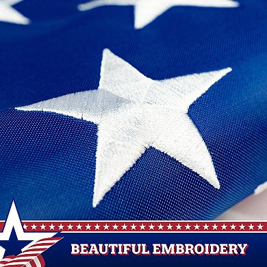 G128 Pull Down Flag American Embroidered 1.67x8 Ft