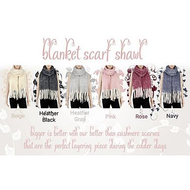 Italian Design Scarf, Oversized and Soft with Frayed Ends for High-End Fashion
