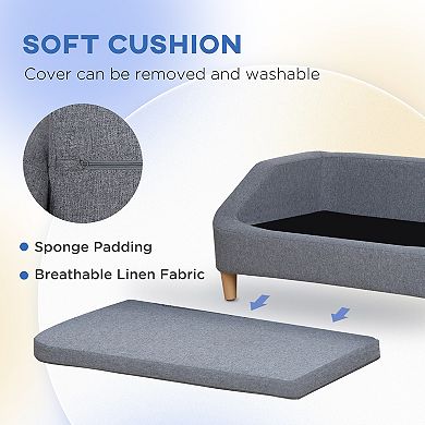 Dog Sofa Cat Couch W/ Removable Washable Cover, For Small Medium Large Dogs Grey