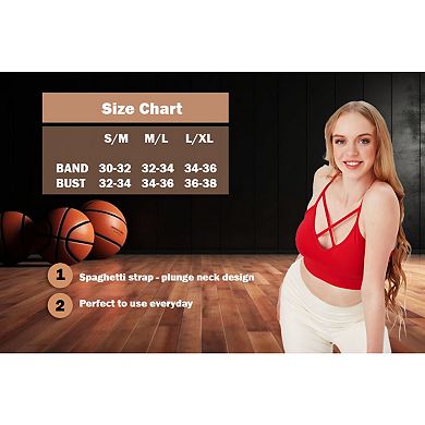 Juniors' Lightly Padded Workout Wear, Crisscross Front Plunge Neck Top