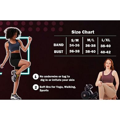 Juniors' And Misses Unlined Sports Top Activewear, Comfortable Soft Bra For Yoga, Walking, Sports