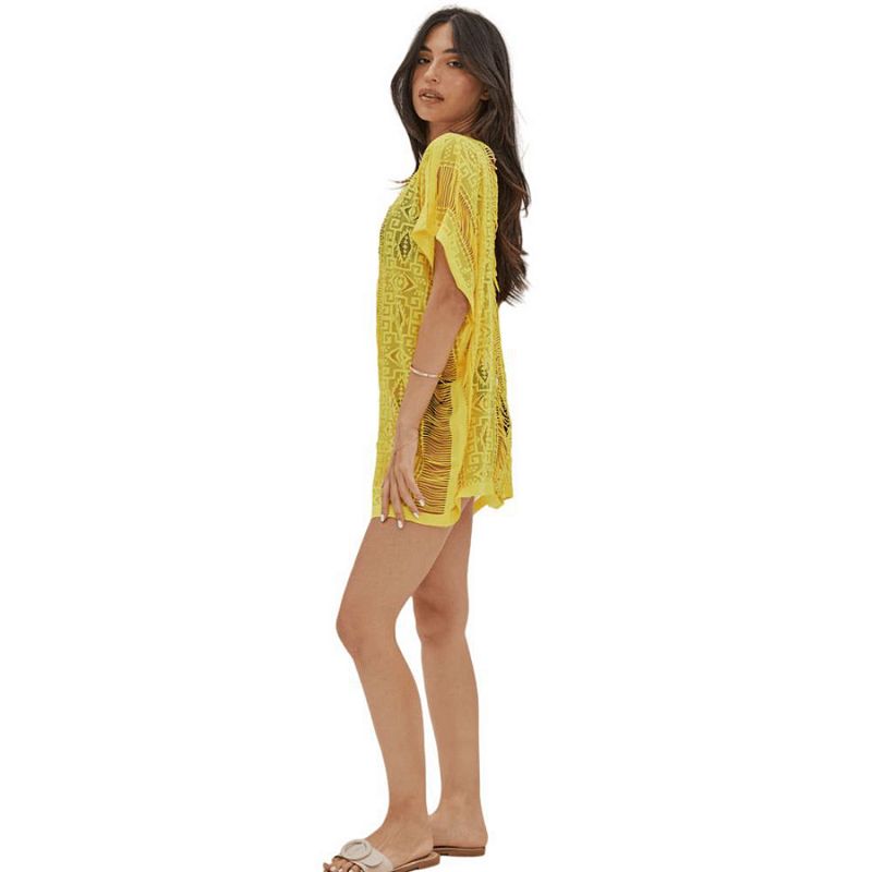 Stylish Lemon Print Swim Cover-Up