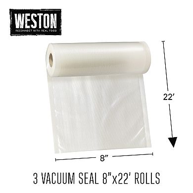 Weston 3-Pack 8" X 22' Vacuum Sealer Bag Rolls
