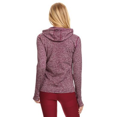 Women's Seamless Full-Zipper Jacket With Hoodie and Thumb Holes