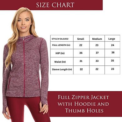 Women's Seamless Full-Zipper Jacket With Hoodie and Thumb Holes