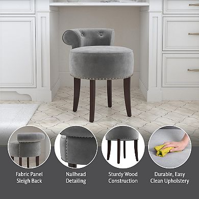 Hillsdale Furniture Lena Wood & Upholstered Vanity Stool