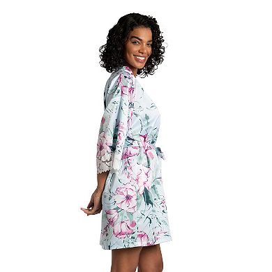 Women's Lilac+London Print Satin Wrapper Robe