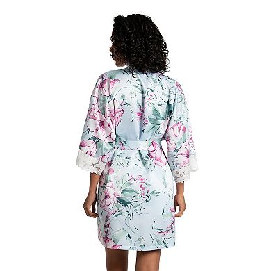 Women's Lilac+London Print Satin Wrapper Robe