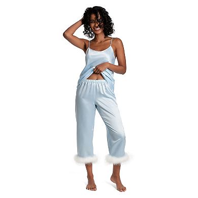 Women's Lilac+London 2-pc. Satin Pajama Cami & Cropped Pajama Pants Sleep Set